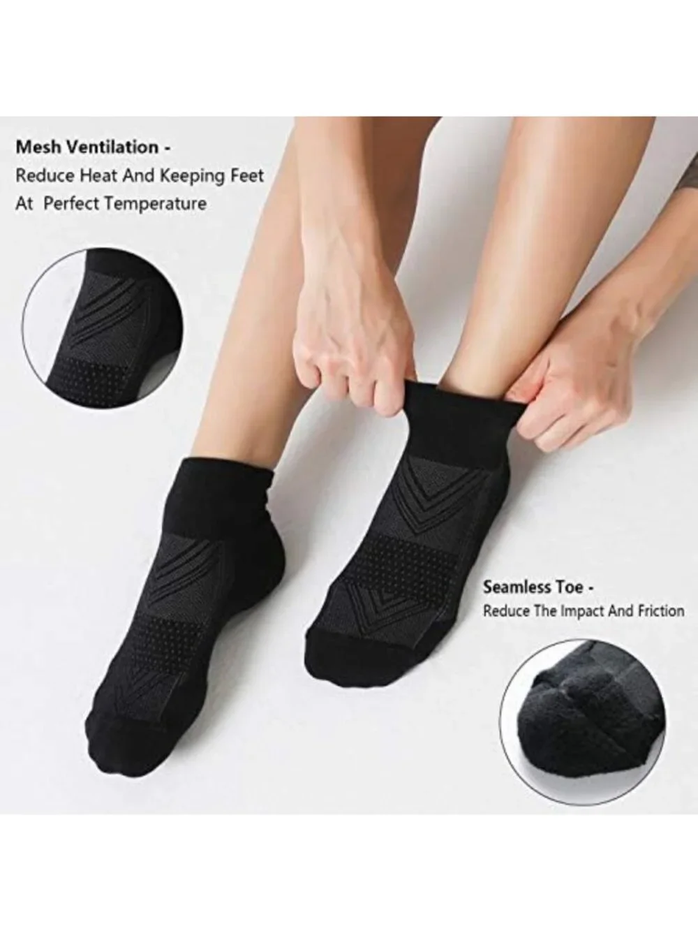6 Pairs Women's Cushioned Running Ankle Socks - Athletic Sport Socks for Comfort